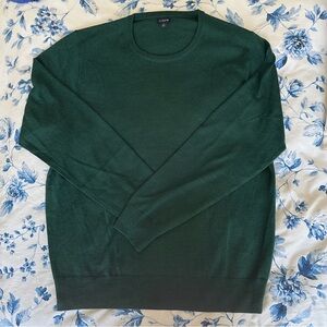 J. Crew Men’s Wool Blend Forest Green Crewneck Sweater Size XL